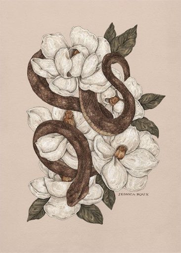 Snake and Magnolias af Jessica Roux